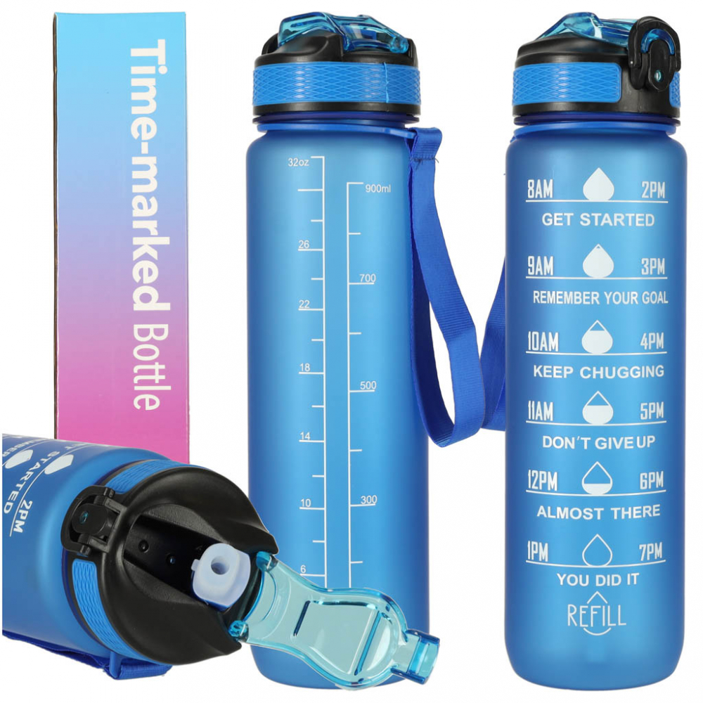 Sticla apa gradata Ikonka Blue, 1L | Sport & Hidratare