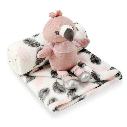 Set Cadou Infancie Bebeluși cu Paturică și Flamingo - imagine 4