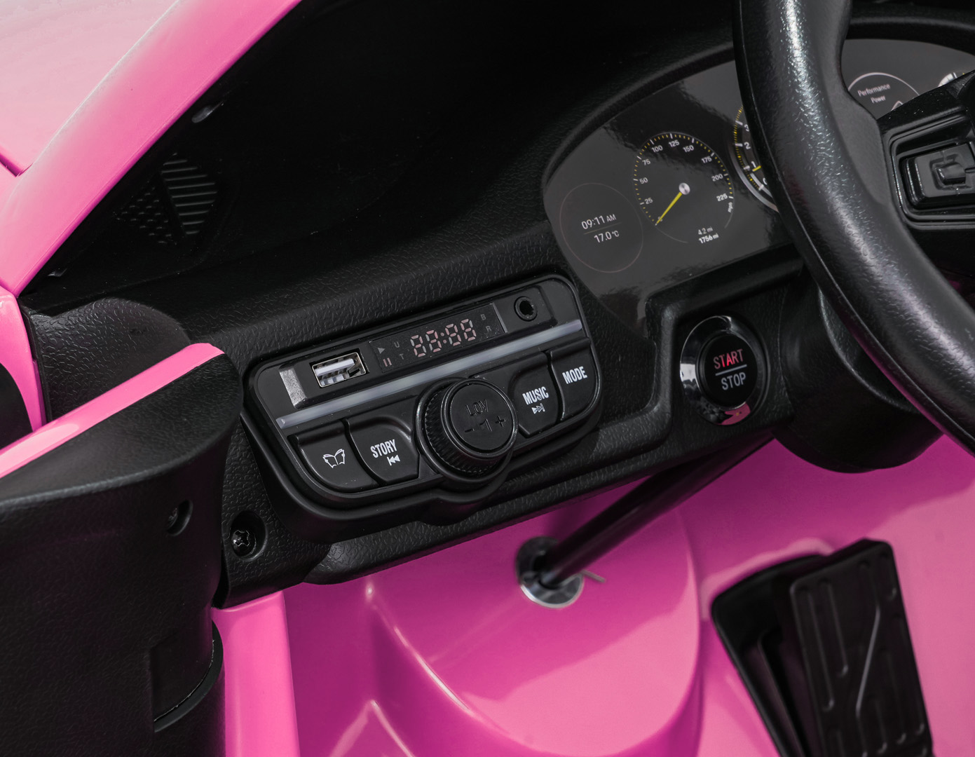 Masinuta electrica pentru copii cu 2 locuri PORSCHE 911 GT3 XXL 24V 800W 4x4, roti EVA, scaun piele, telecomanda parentala, Roz - Autokids.ro - imagine 10