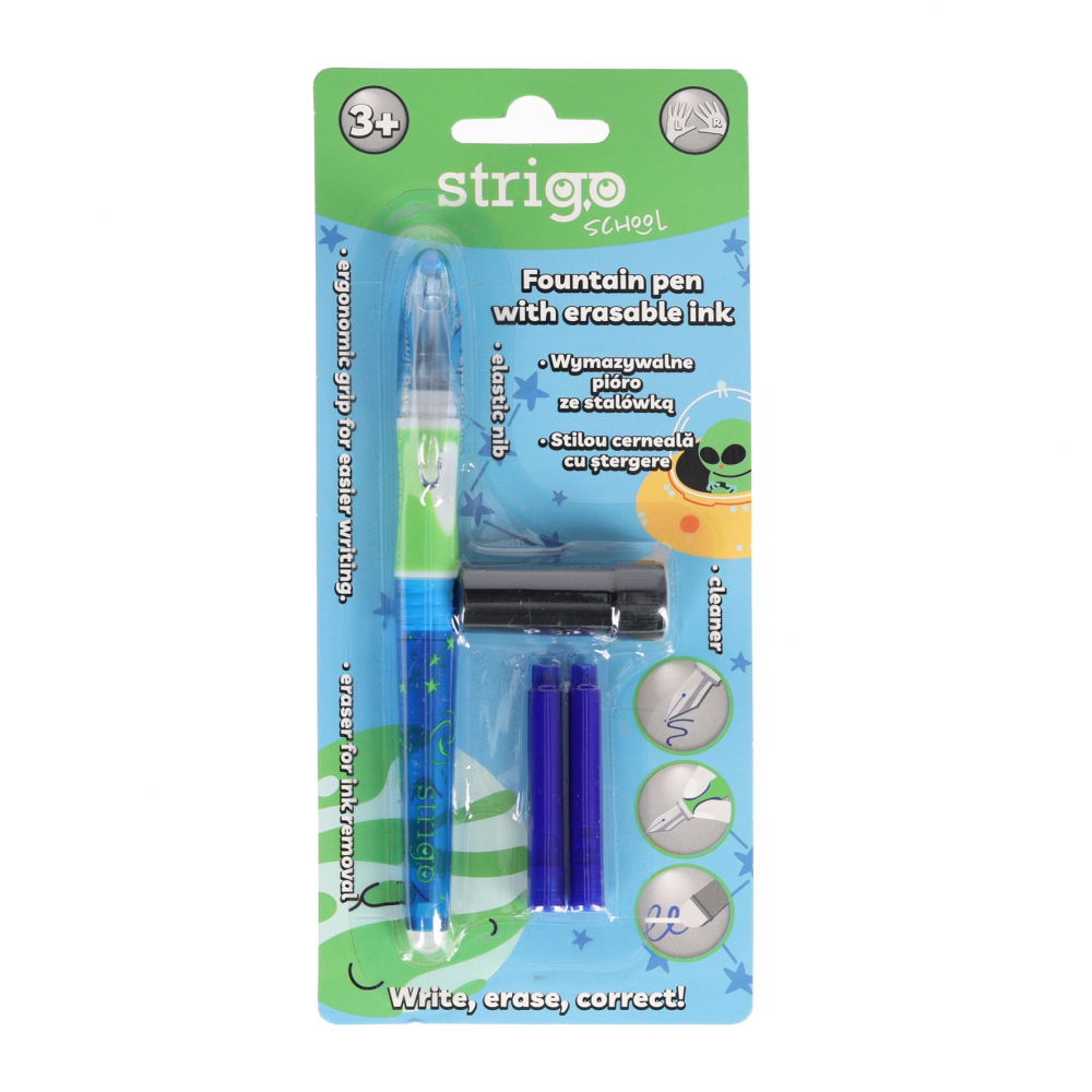 Stilou Strigo Albastru Ștergibil + Rezerve, Design Cosmos