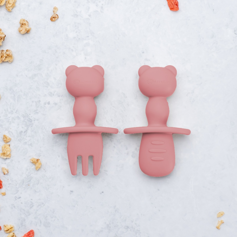 Set tacamuri silicon AppeKids The Little Bear Old Rose