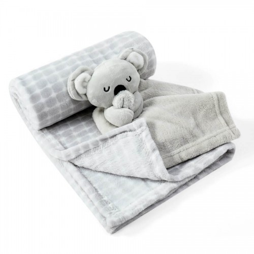 Set Cadou Bebe Infancie: Paturica Fleece și Ursuleț Gri - imagine 2