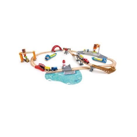 Hape Port cu Trenuri - Jucarie Educativa din Lemn - imagine 7