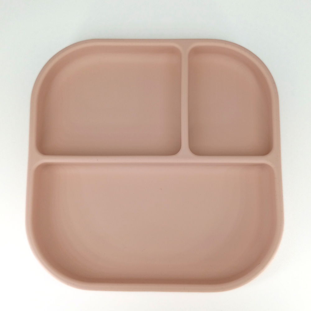 Farfurie Coccorito Silicon Roz Compartimentată - imagine 3