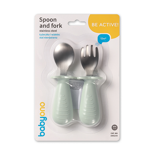 Set tacâmuri copii Babyono Verde din inox - imagine 2