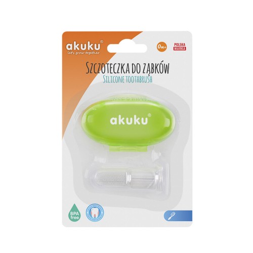Periuta deget Akuku silicon verde, masaj gingii - imagine 2
