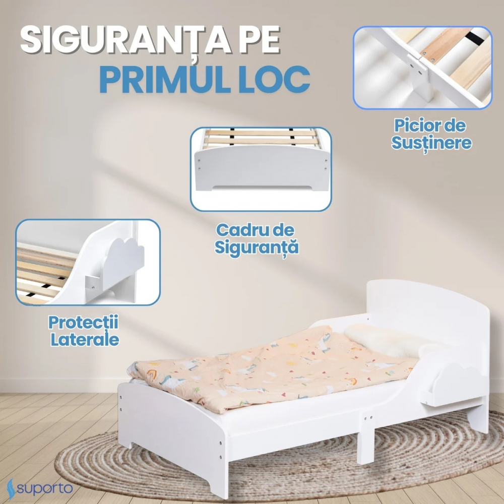 Pat Norisor Suporto cu protecție laterală alb - imagine 2