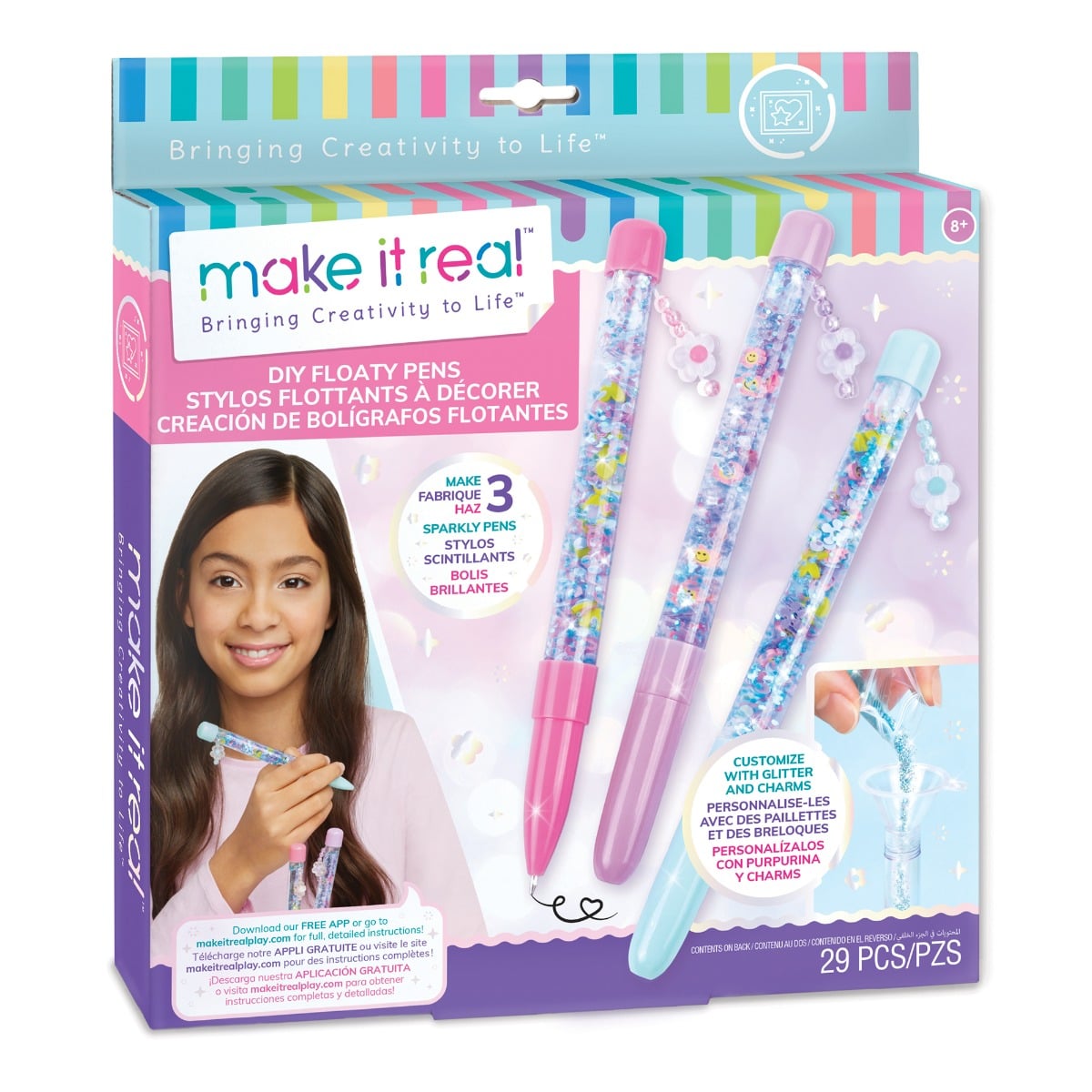 Set 3 Pixuri cu Sclipici Make It Real Floaty Pens