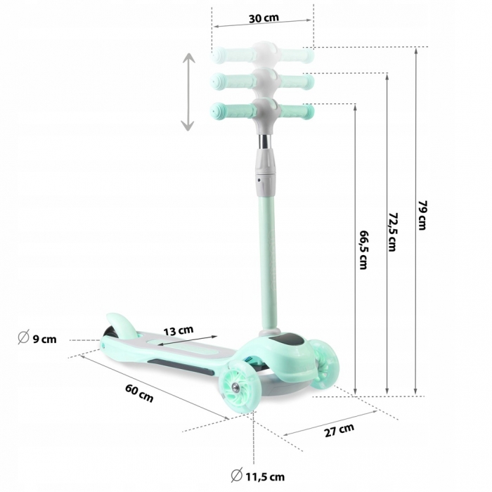Trotineta Ricokids Piko LED Turcoaz 3+ Ani - imagine 7