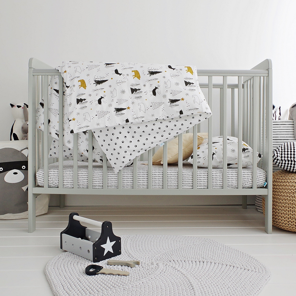 Patut Woodies Star Baby Gri Reglabil 120x60 - imagine 2