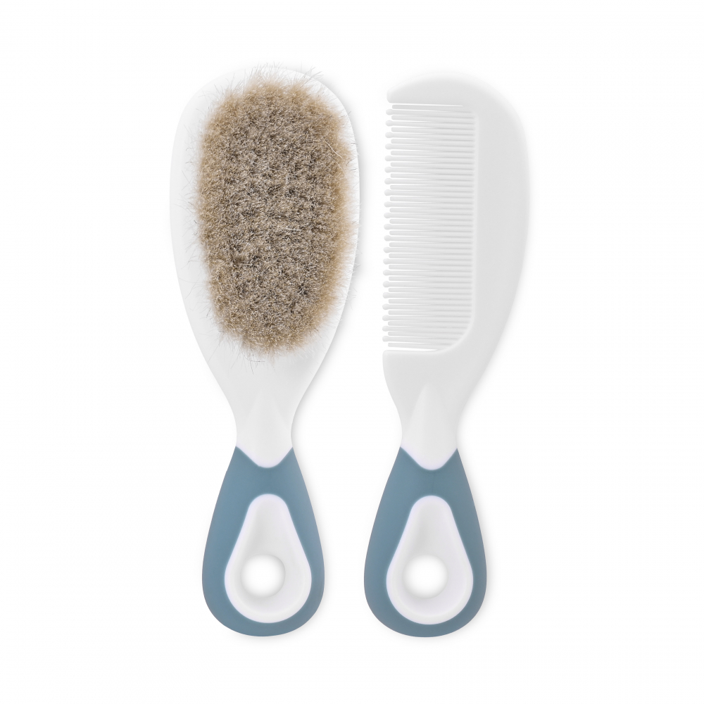 Set pieptan și perie păr natural Lorelli Blush Blue - imagine 2
