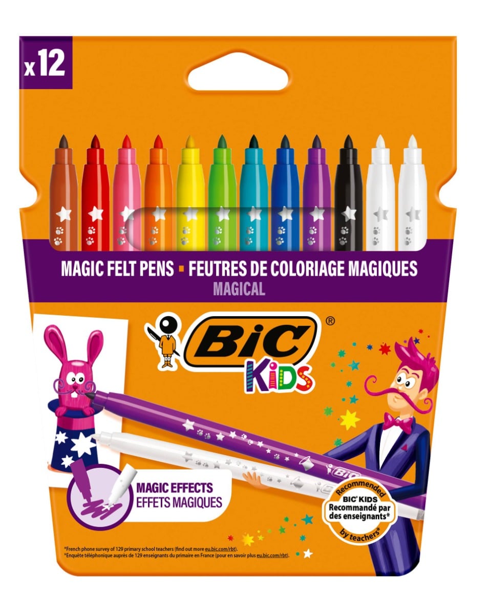 Set Carioci Bic Colour Erase P12, Cu Radieră