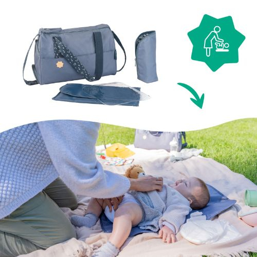 Geanta scutece Pocketstyle Blue Badabulle - Stil și practicitate - imagine 4