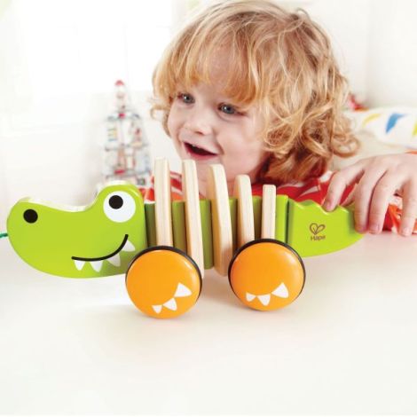 Crocodil Hape tras - Jucarie lemn motricitate - imagine 2