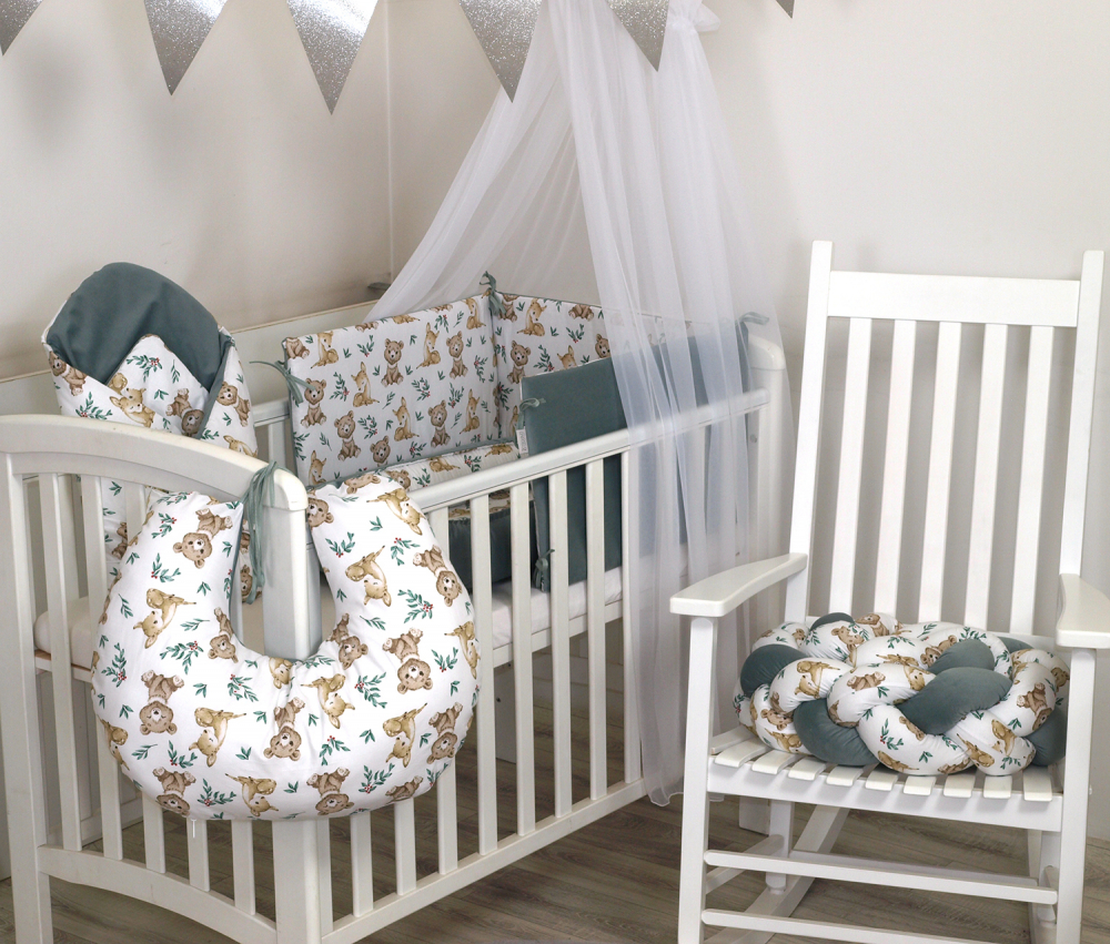 Aparatoare Patut Amy Teddy Velvet Khaki, 2 Fete - imagine 3