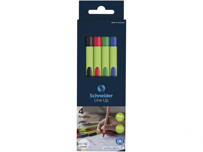 Set Liner Schneider Line-Up, 4 culori, fineliner