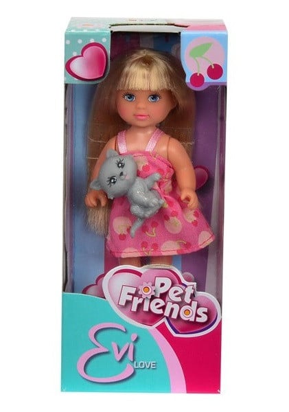 Păpușă Evi Love cu Pisica, 12 cm, Jucărie pentru Copii