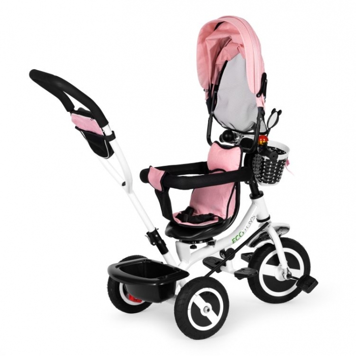 Tricicleta Ecotoys Roz, Roti Gonflabile, Scaun Reversibil - imagine 2