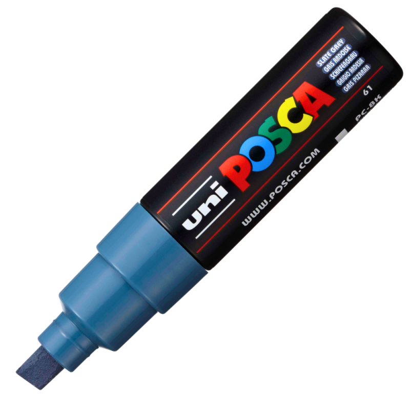Marker Posca PC-8K 8mm Gri Albastrui - Vârf Daltă