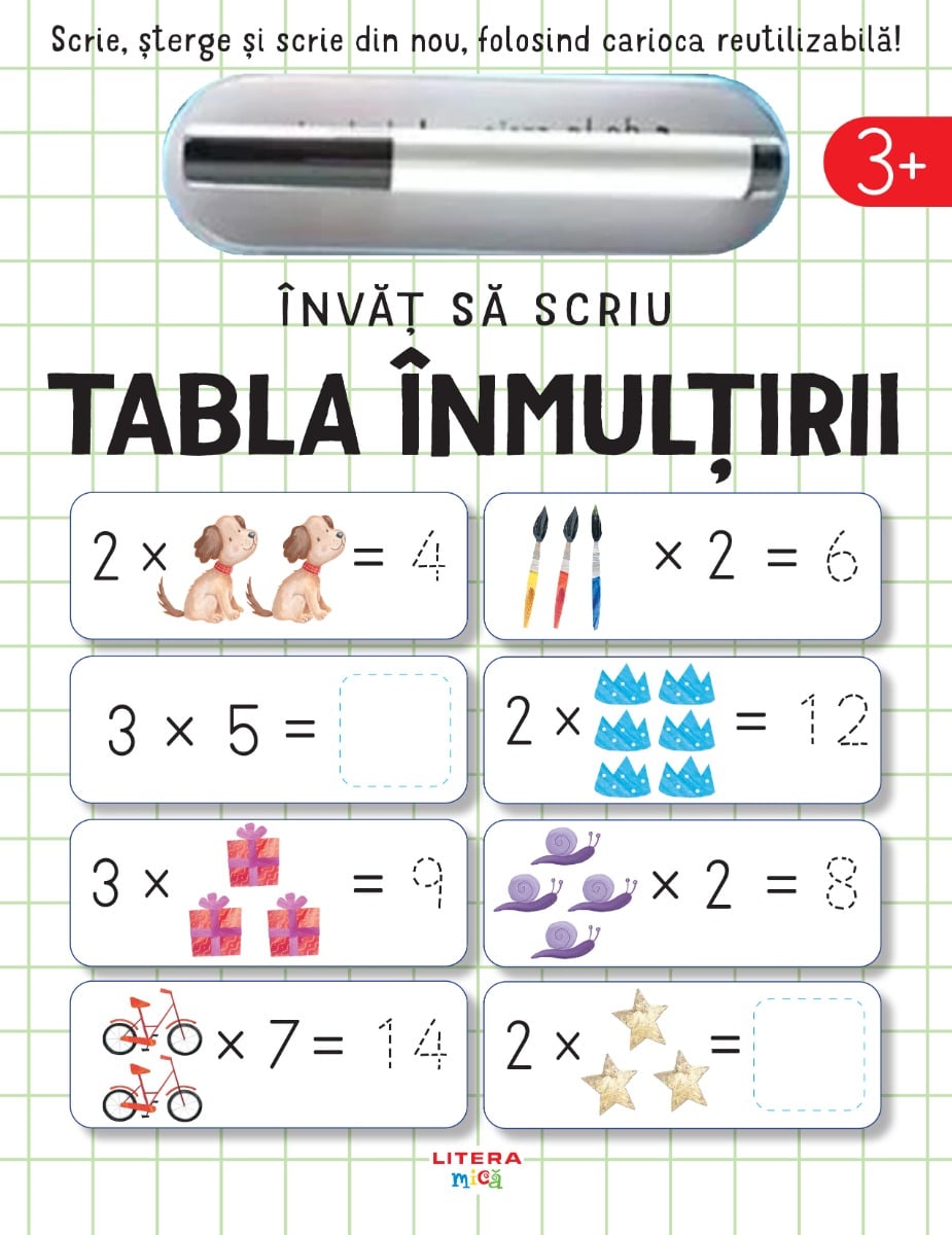 Învăț tabla înmulțirii. Carte cu carioci reutilizabile, Litera