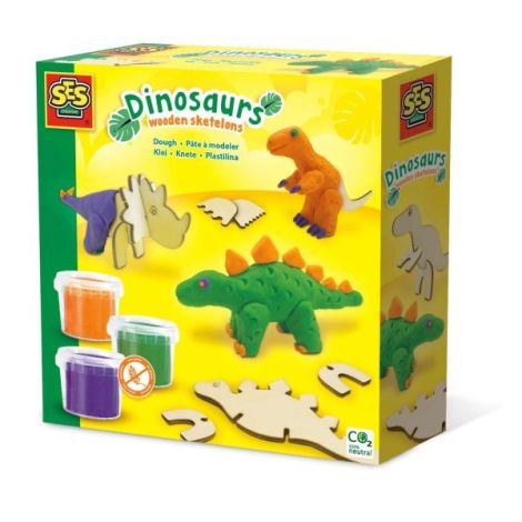 Set Creativ Dinozauri Ses - Lemn si Plastilina