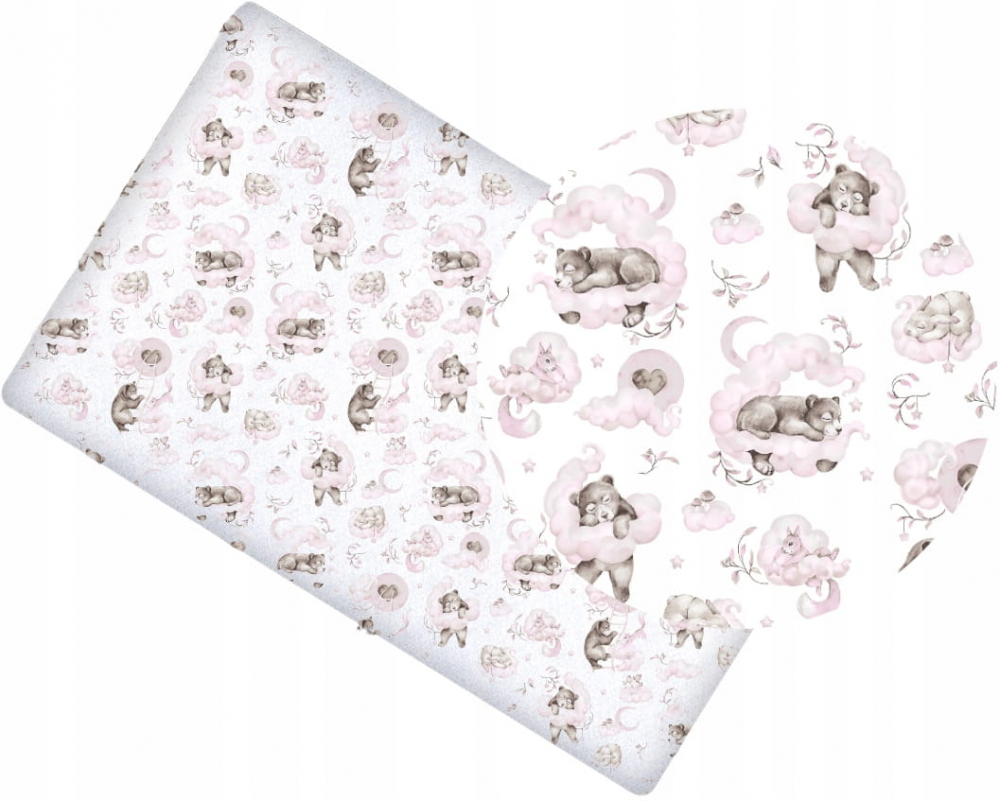 Cearceaf BabyMam Pink Bears, Bumbac 100% - imagine 4