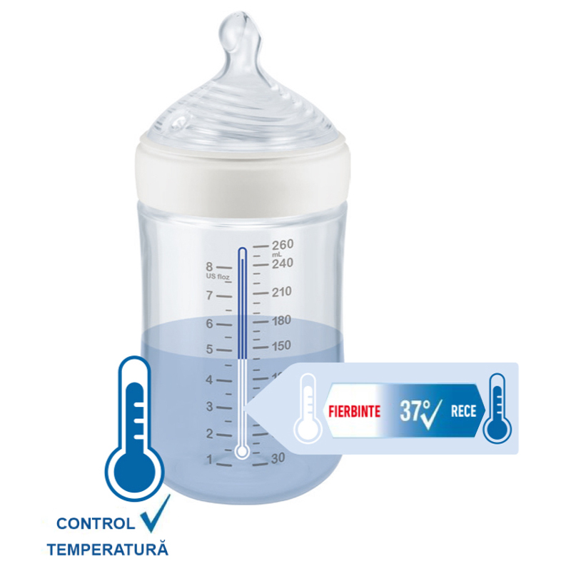 Biberon Nuk Nature Sense 260ml, Tetina M, Mov