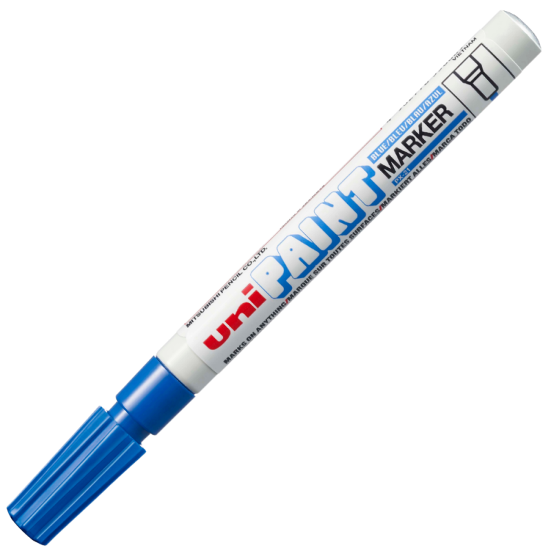 Marker Uni-Ball cu vopsea ulei, albastru, permanent