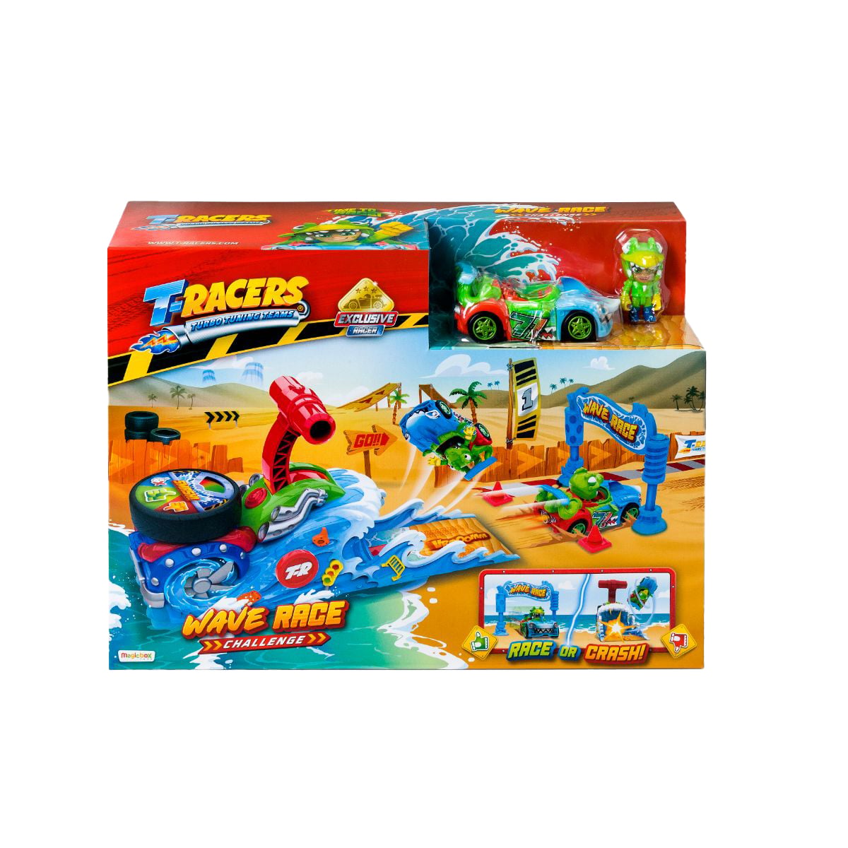 Set T-Racers Cursa Valului Uriaș cu Mașinuță Exclusivă