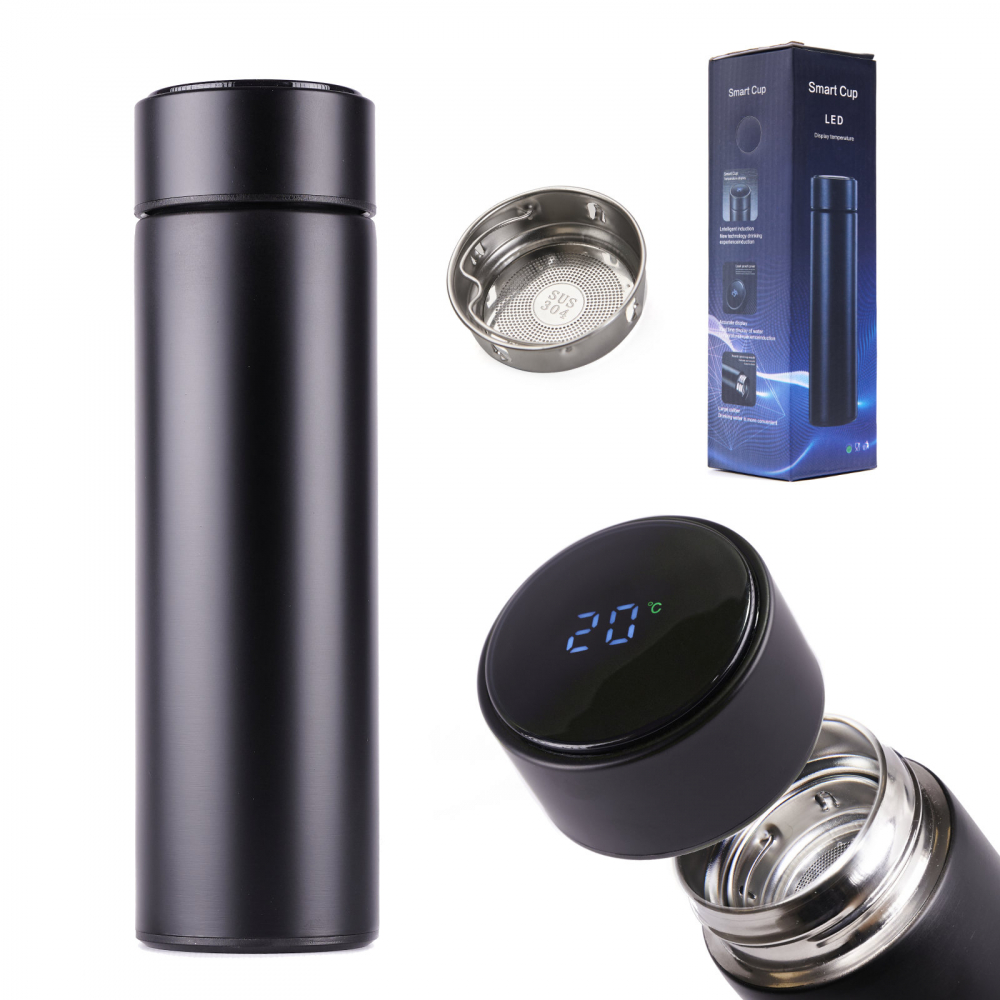 Cana Termos Smart Ikonka 500ml LED Negru