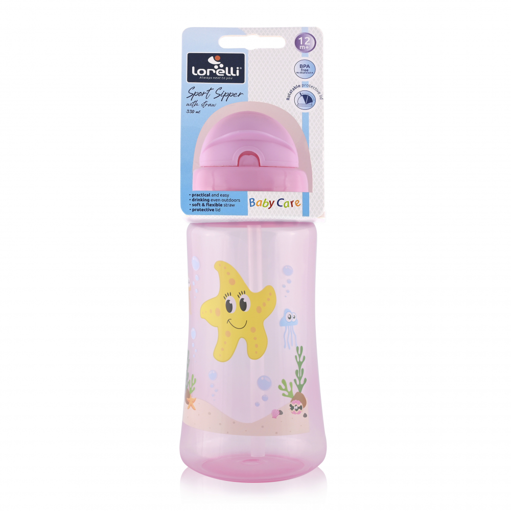 Cana Sport Lorelli Pink 330ml cu Pai Moale - imagine 2
