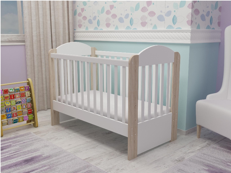 Pătuț Mykids Olivia Alb-Natur, 3 niveluri