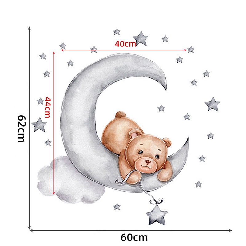 Sticker Decorativ Ursulet pe Lună Sipo, 62x60 cm - imagine 6