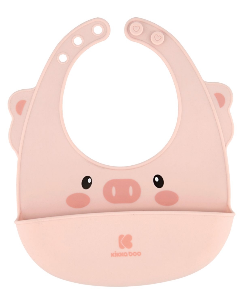 Baveta Silicon KikkaBoo Pink cu Buzunar și BPA Free