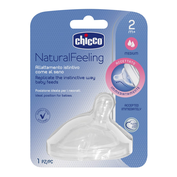 Tetina Chicco Natural Feeling, Silicon, Flux Mediu - imagine 2
