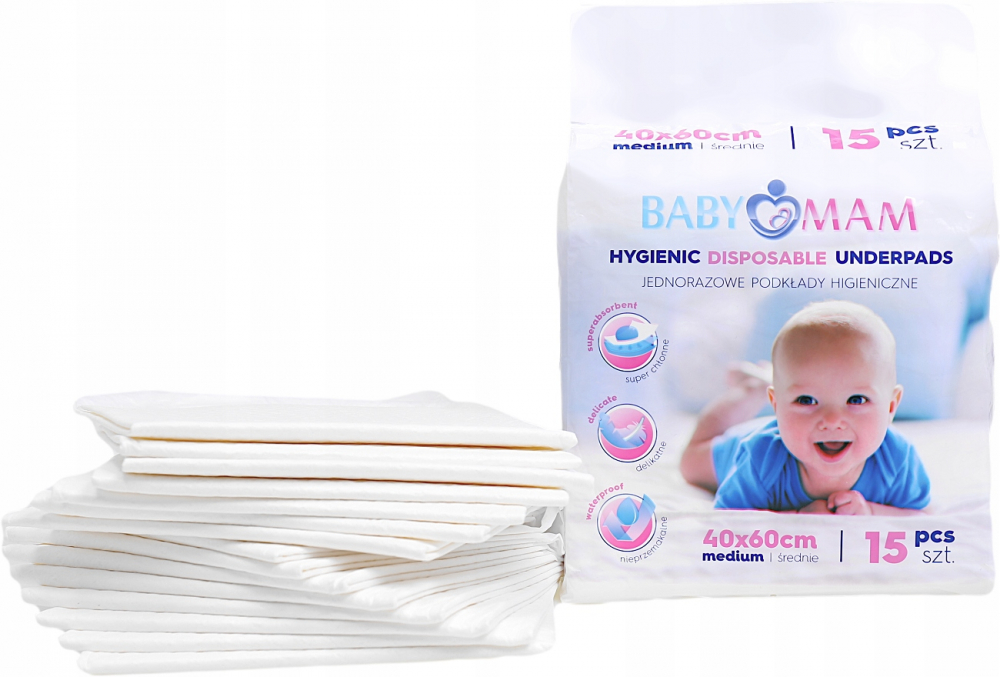 Set 15 aleze BabyMam impermeabile, 40x60 cm - imagine 6