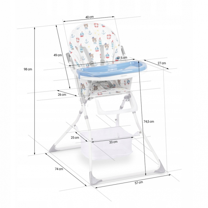 Scaun de masă Ricokids Eldo Alb/Albastru, Ergonomic - imagine 4