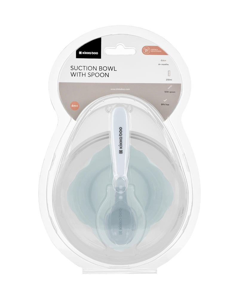 Set Castron cu Ventuza KikkaBoo Blue, 250ml, Fără BPA - imagine 3