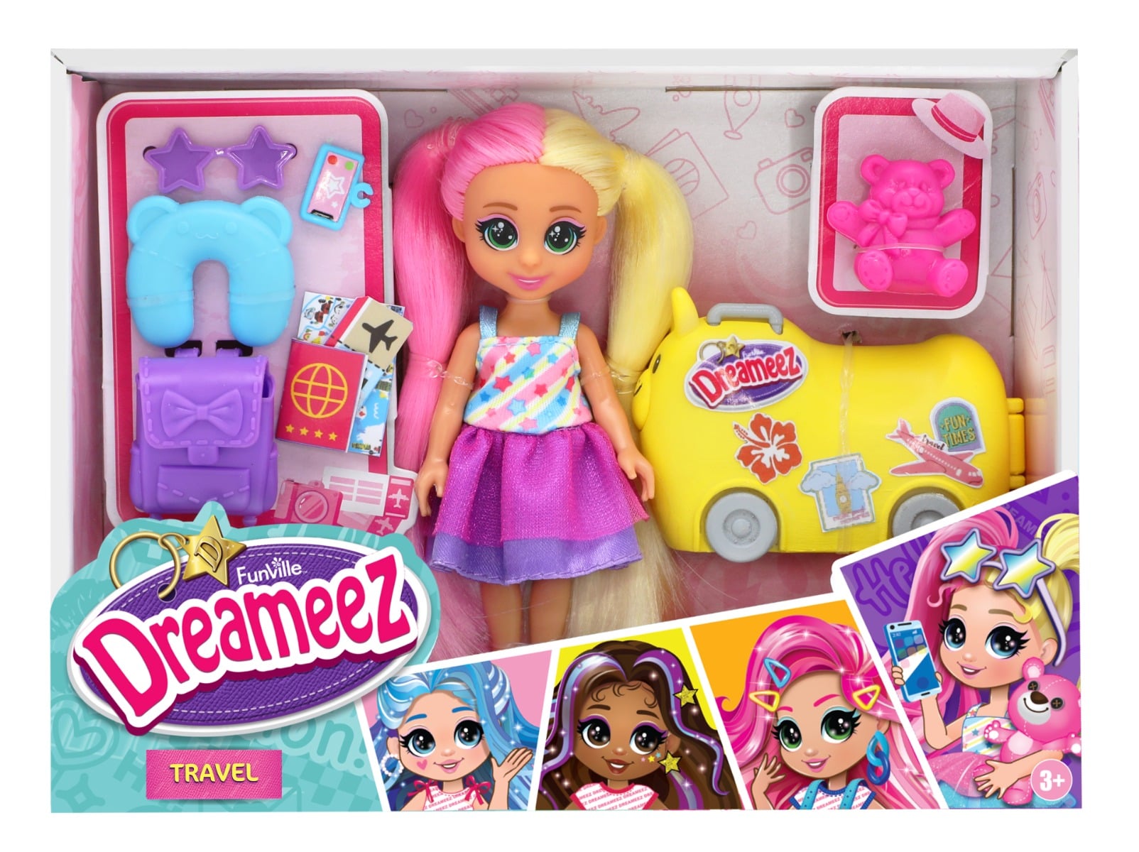 Papusa Dreameez Travel cu accesorii de voiaj