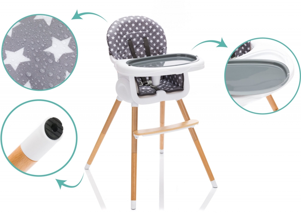 Scaun înalt Paul Star Grey Fillikid, Masa Practică - imagine 5