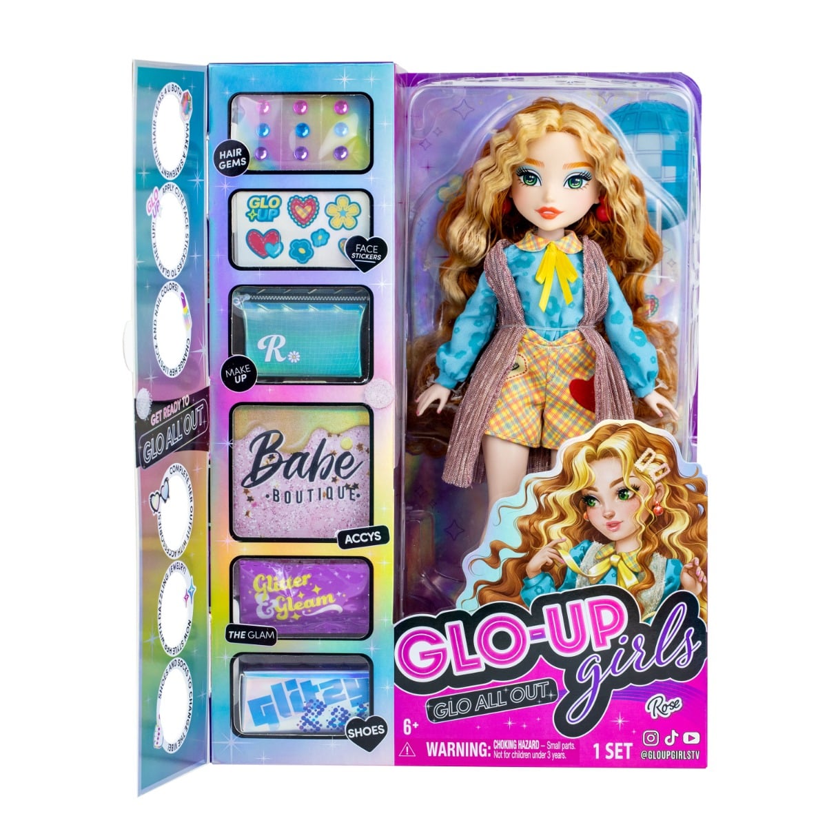 Papusa Glo-Up Girls Rose cu Machiaj si Accesorii