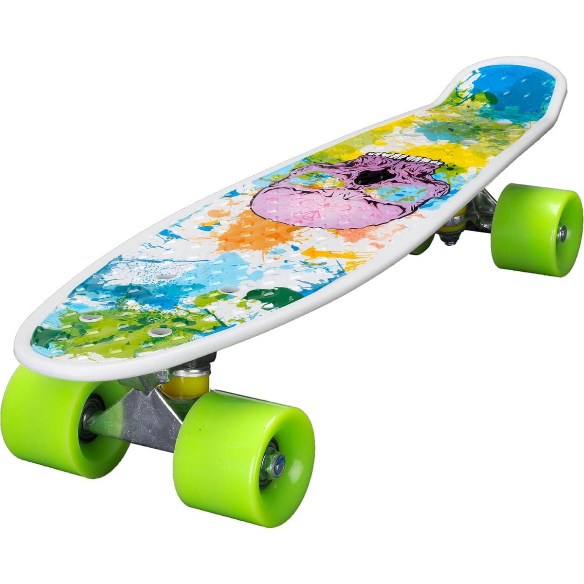 Penny Board Action One Pink Skull 22 ABEC-7