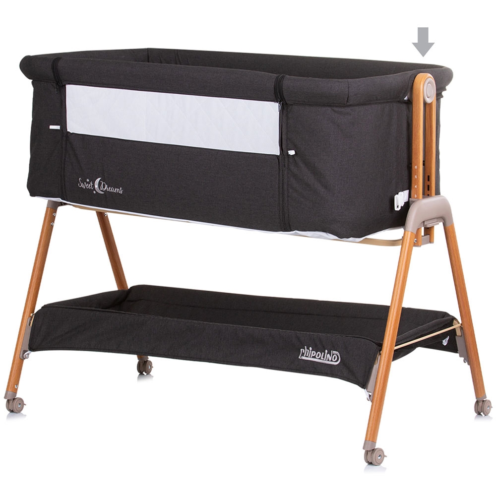 Patut Co-Sleeper Chipolino Sweet Dreams, Wood Graphite - imagine 3