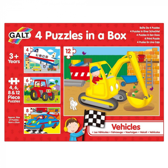 Galt Puzzle Vehicule, Set Educativ 4-12 piese