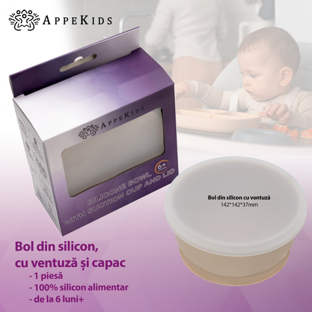 Bol Silicon AppeKids Bubble cu Ventuza