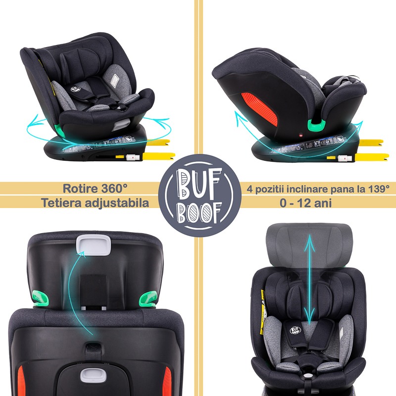 Scaun Auto Buf Boof Diamond Deluxe i-Size Rotativ
