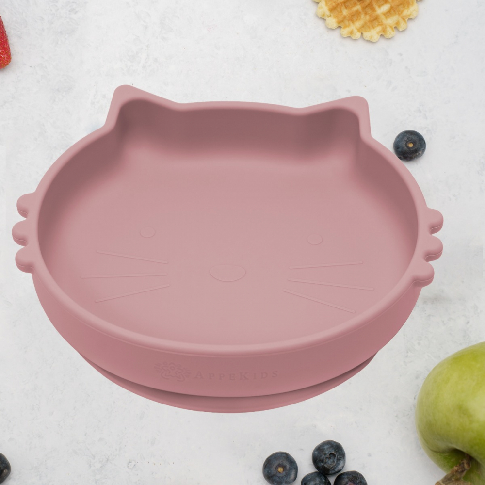 Bol Silicon AppeKids Kitty II Old Rose, Antiderapant