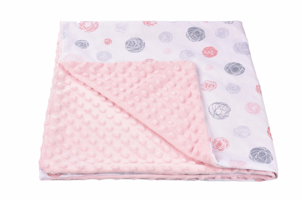 Paturica bumbac minky Confort Family roz 80x80cm