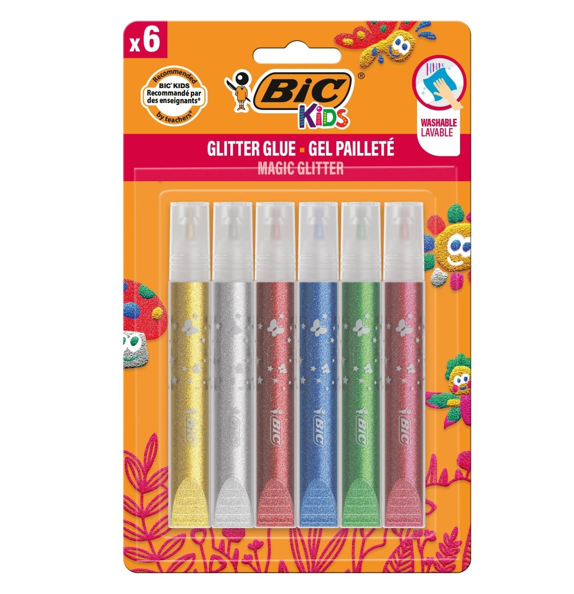 Set Lipici cu Sclipici BIC Kids, 6 Culori