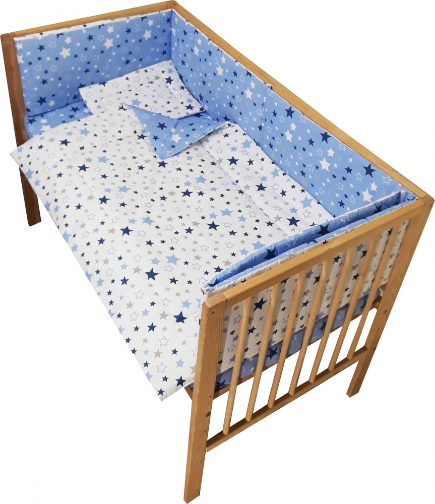 Lenjerie Patut 5 Piese Nichiduta Blue Stars 120x60